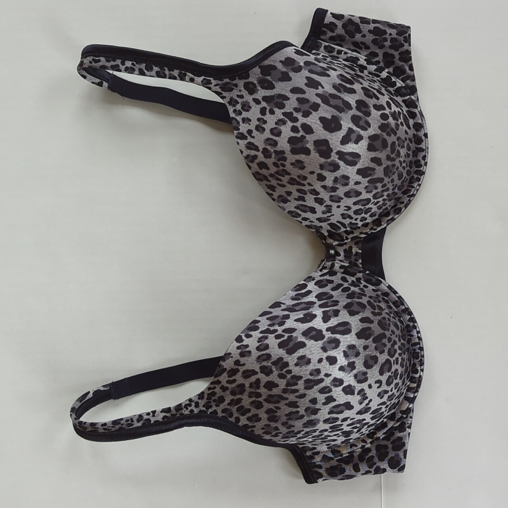 Vanity Fair Leopard Print Underwire Bra 36D Gray Black